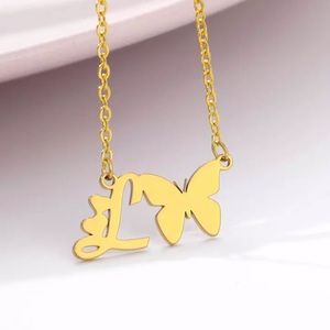 Letter L Butterfly Necklace